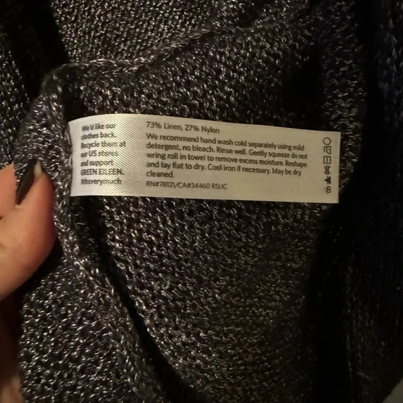 Eileen Fisher Black Metallic Gray Cardigan Small - Picture 3 of 6